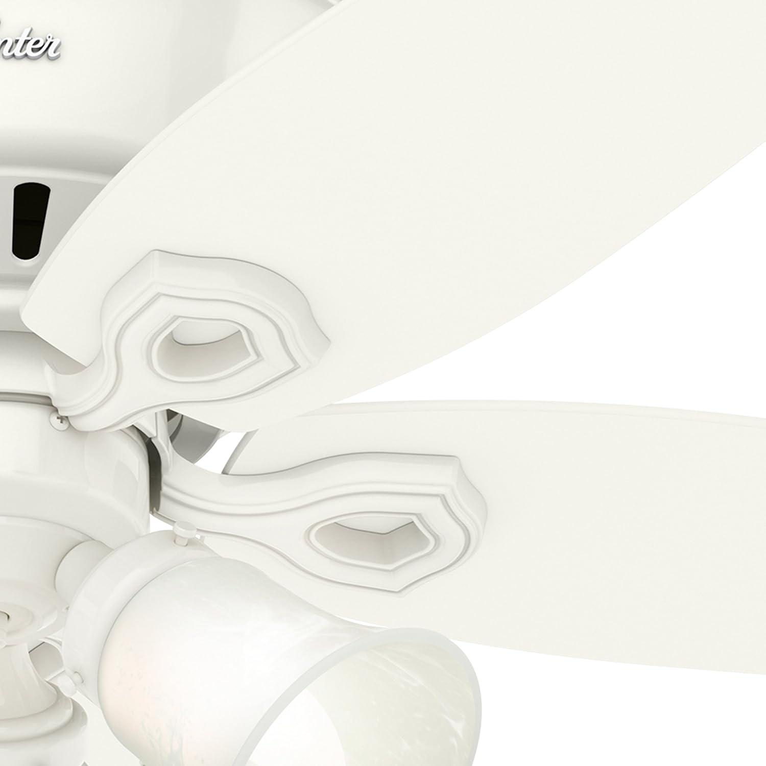 42" Builder Low Profile Ceiling Fan (Includes LED Light Bulb) White - Hunter Fan: 5-Blade, Reversible Motor, Flush Mount