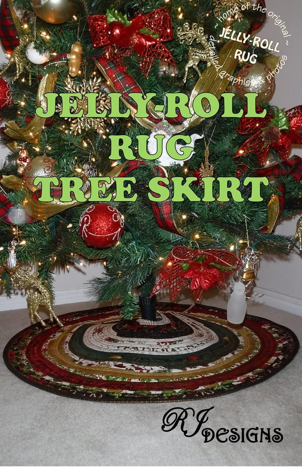 Festive Red and Gray Jelly Roll Tree Skirt Pattern