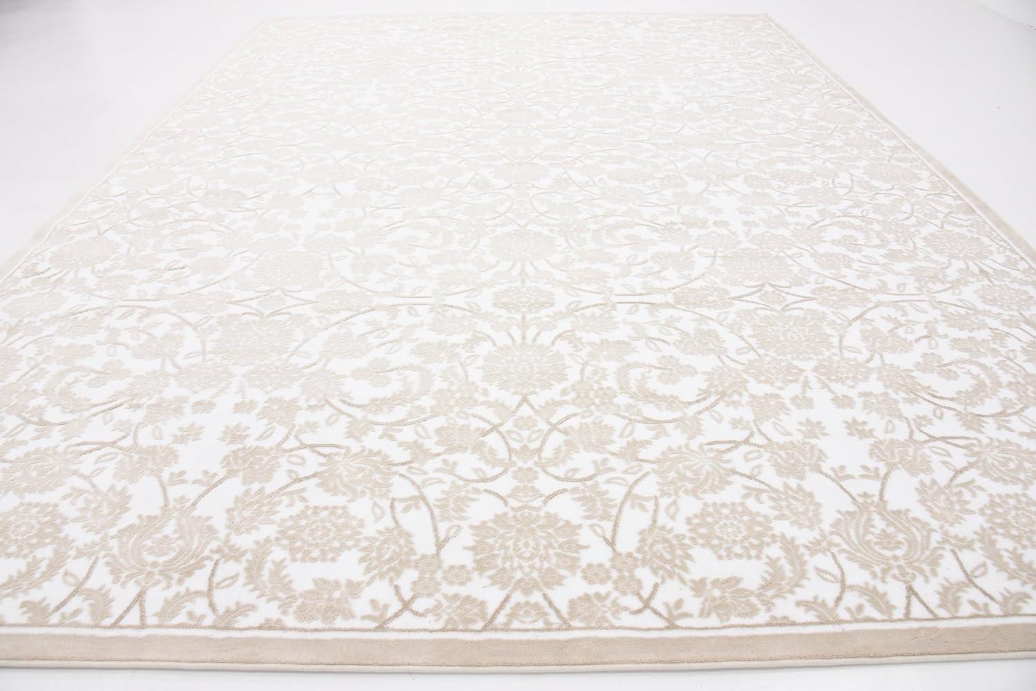 Unique Loom Rushmore Collection Area Rug - Taft (10' x 13' 1" Rectangle Snow White/Beige)