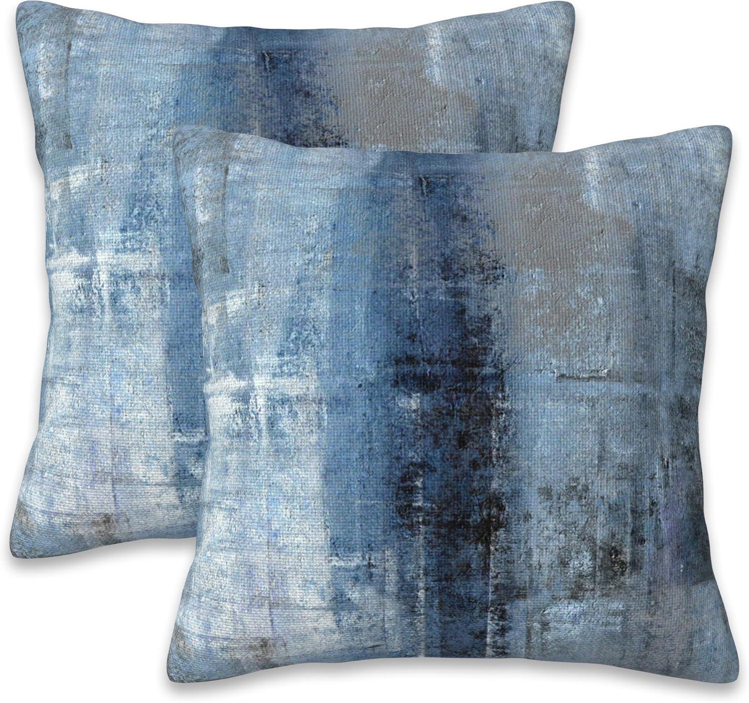 Blue and Gray Abstract Art Polyester Euro Pillowcase Set