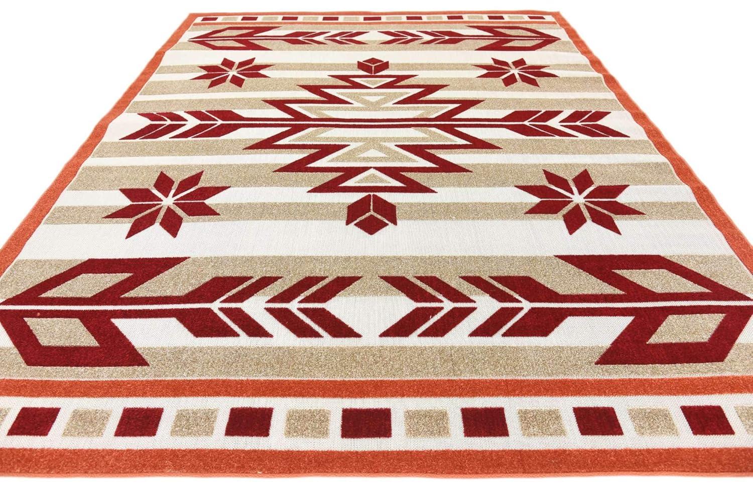 Unique Loom 8' 0 x 10' 0 Burgundy Outdoor Modern Albuquerque Area Rug