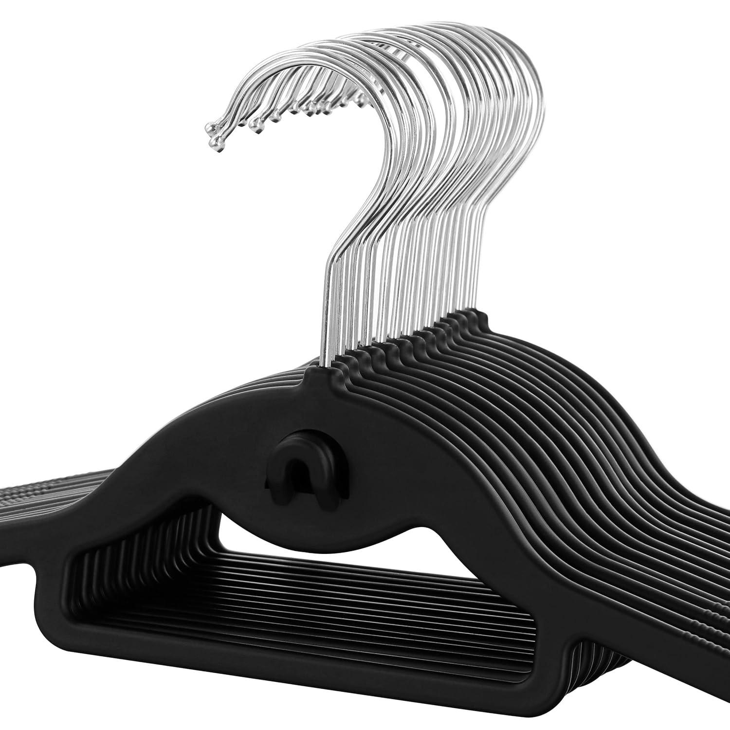 Elama Home 30 Piece Rubber Non Slip Hanger with Hanging Tab in Black