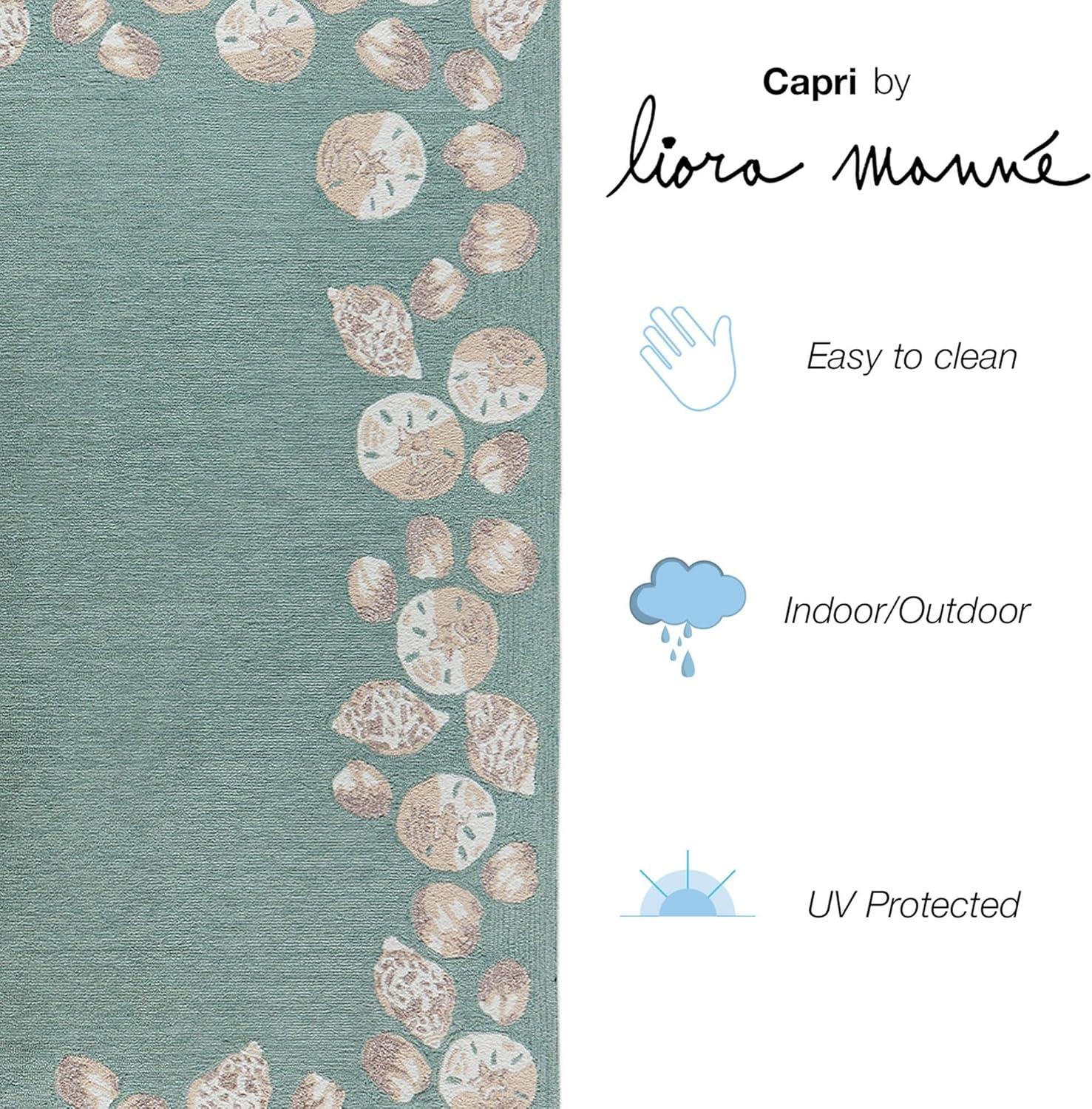 Liora Manne Capri Seashell Border Indoor Outdoor Area Rug Aqua