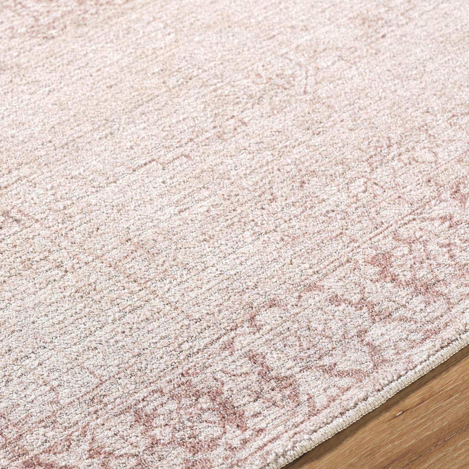 Ivory and Beige Synthetic Medallion Area Rug, 5'2" x 7'