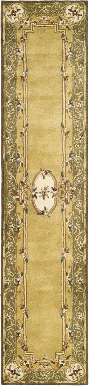 Classic Oriental Handmade Tufted Wool Green/Beige Area Rug