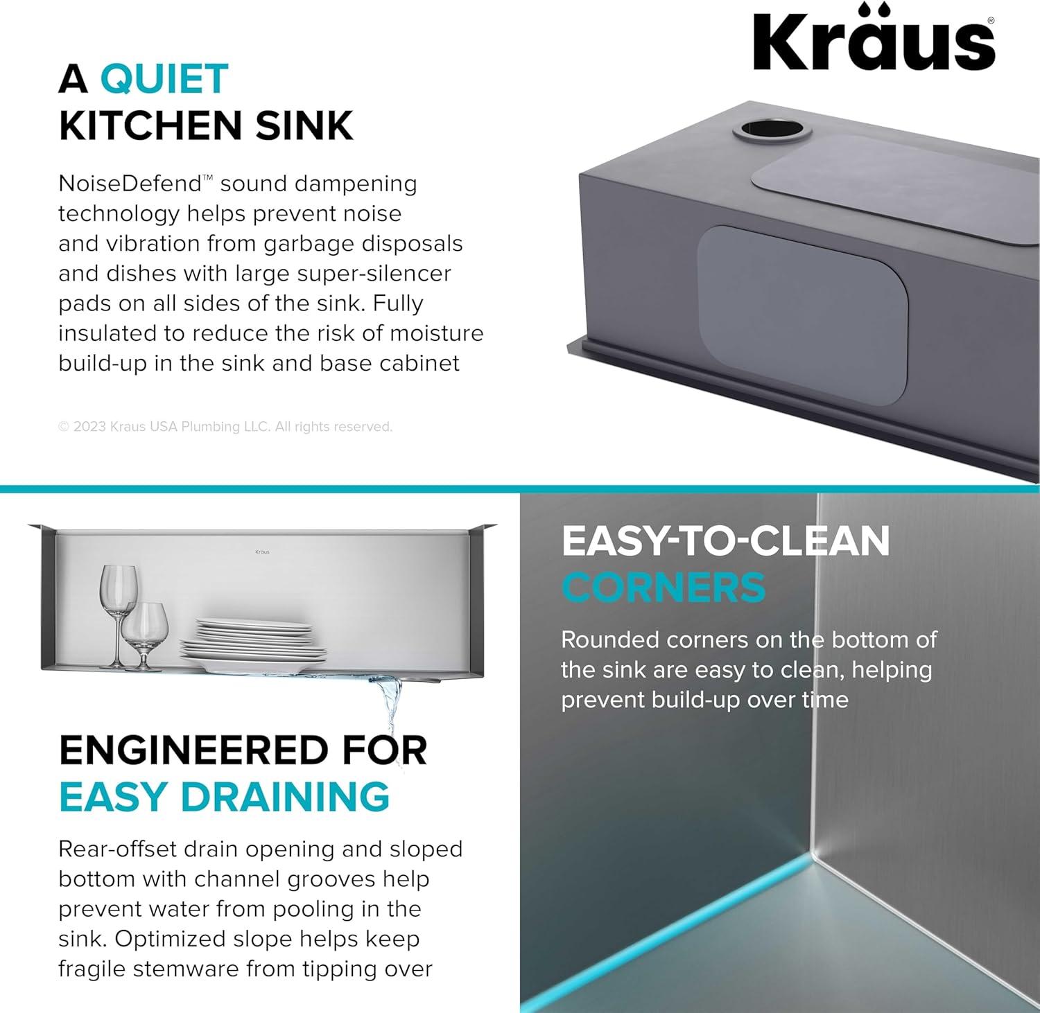 KRAUS® Kore 32" Undermount Workstation 16 Gauge Single Bowl Stainless Steel Kitchen Sink with Accessories