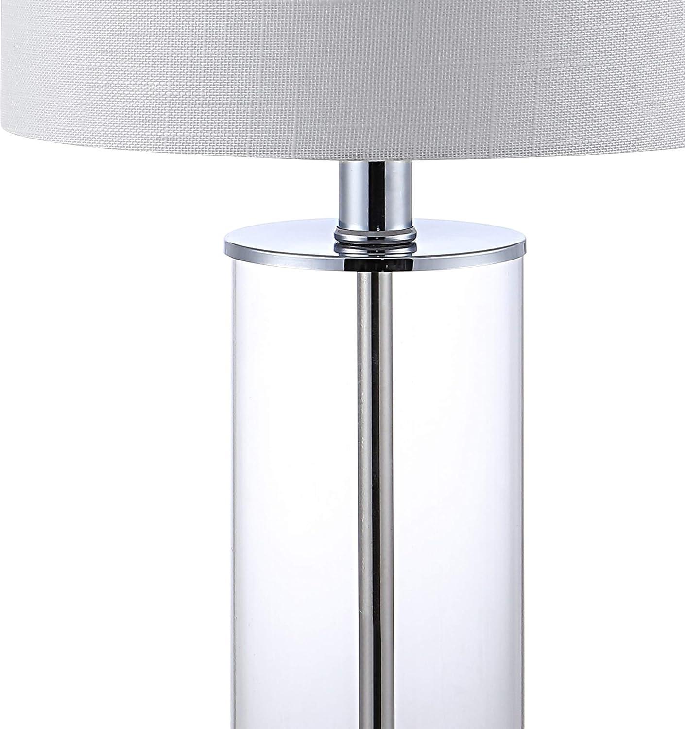 Abner 21" Glass Modern Contemporary USB Charging LED Table Lamp, Chrome (Set of 2)