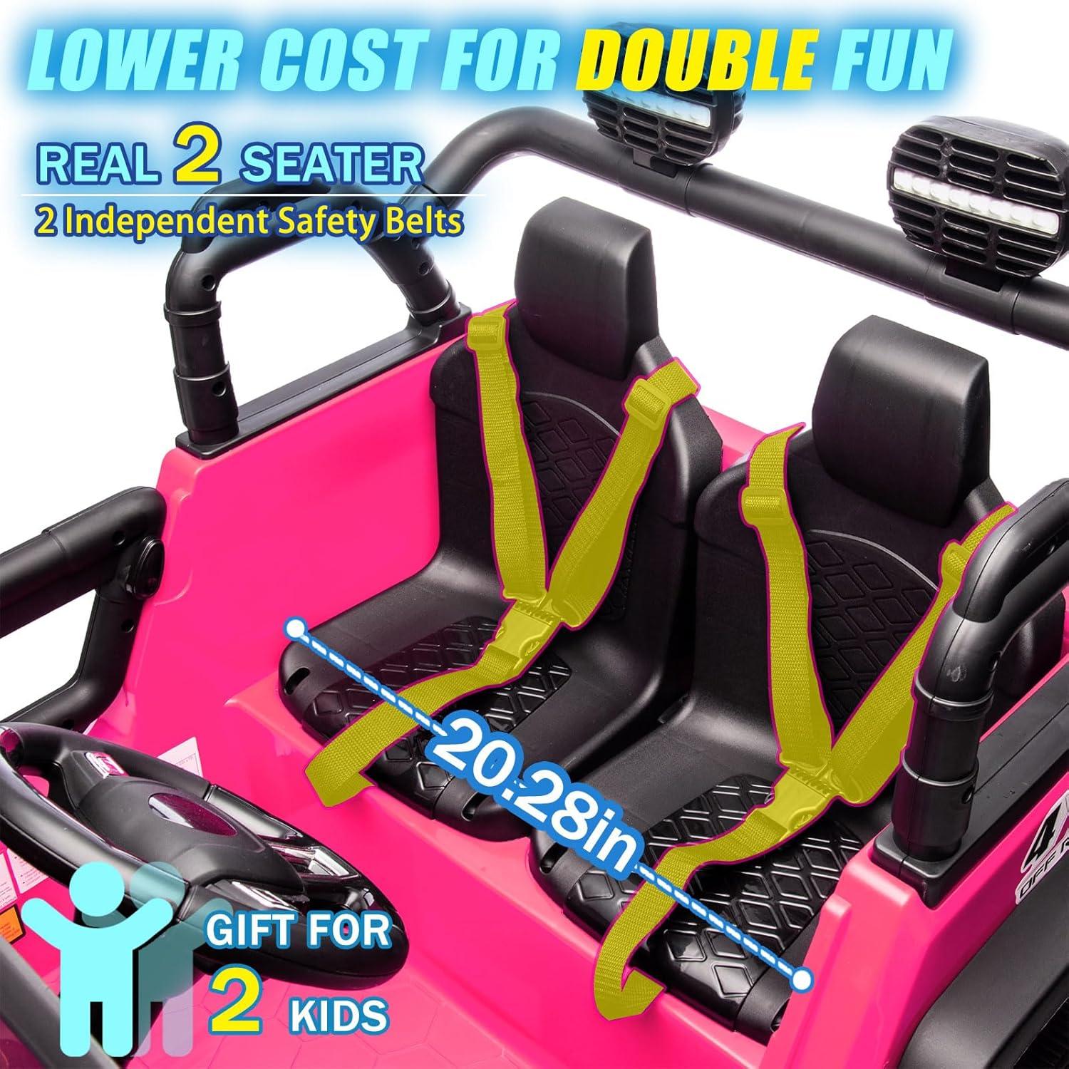 Ancheer 24V Real 2 Seater Ride On Toys Electric SUV Jeep Car With Remote Control,2WD/4WD Switchable, 4X100W Motor, Bluetooth, Music, USB, Lights