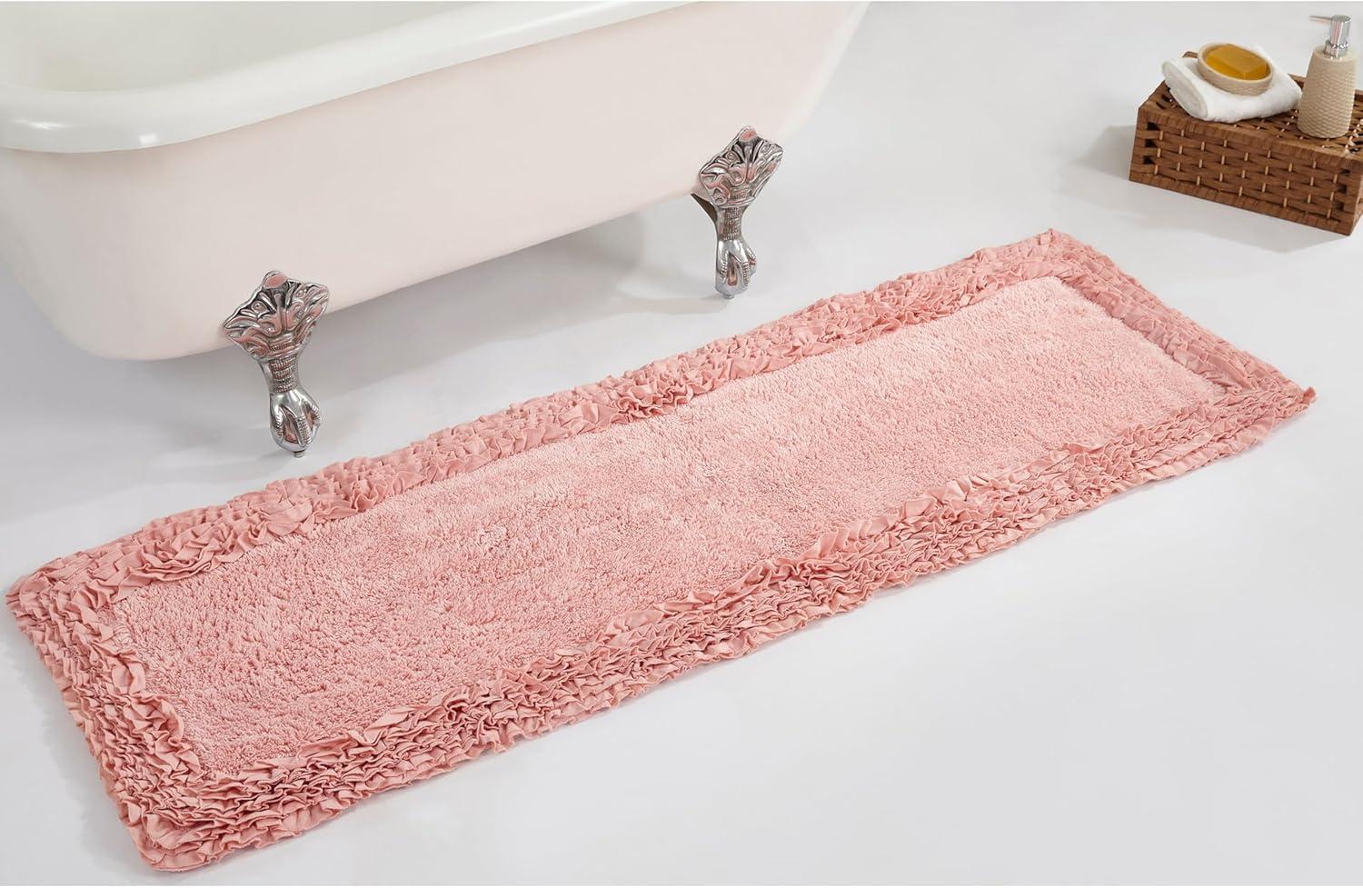 Better Trends Shaggy Boader 100% Cotton Tufted Non- Slip Backing Bath Rug 20" x 60" Runner - Pink