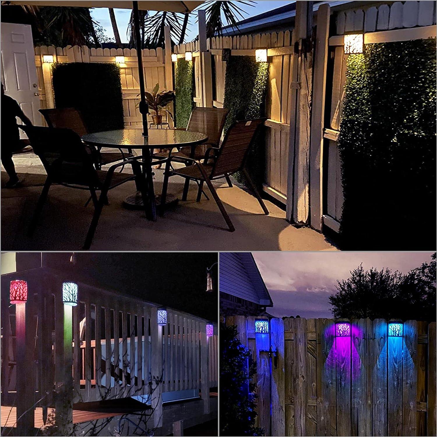 Solar Black Metal Outdoor Wall Sconce with Color Changing LED