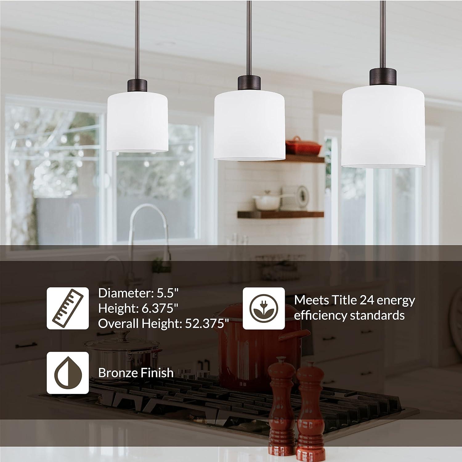 Mini Brushed Nickel LED Pendant Light with Etched Glass