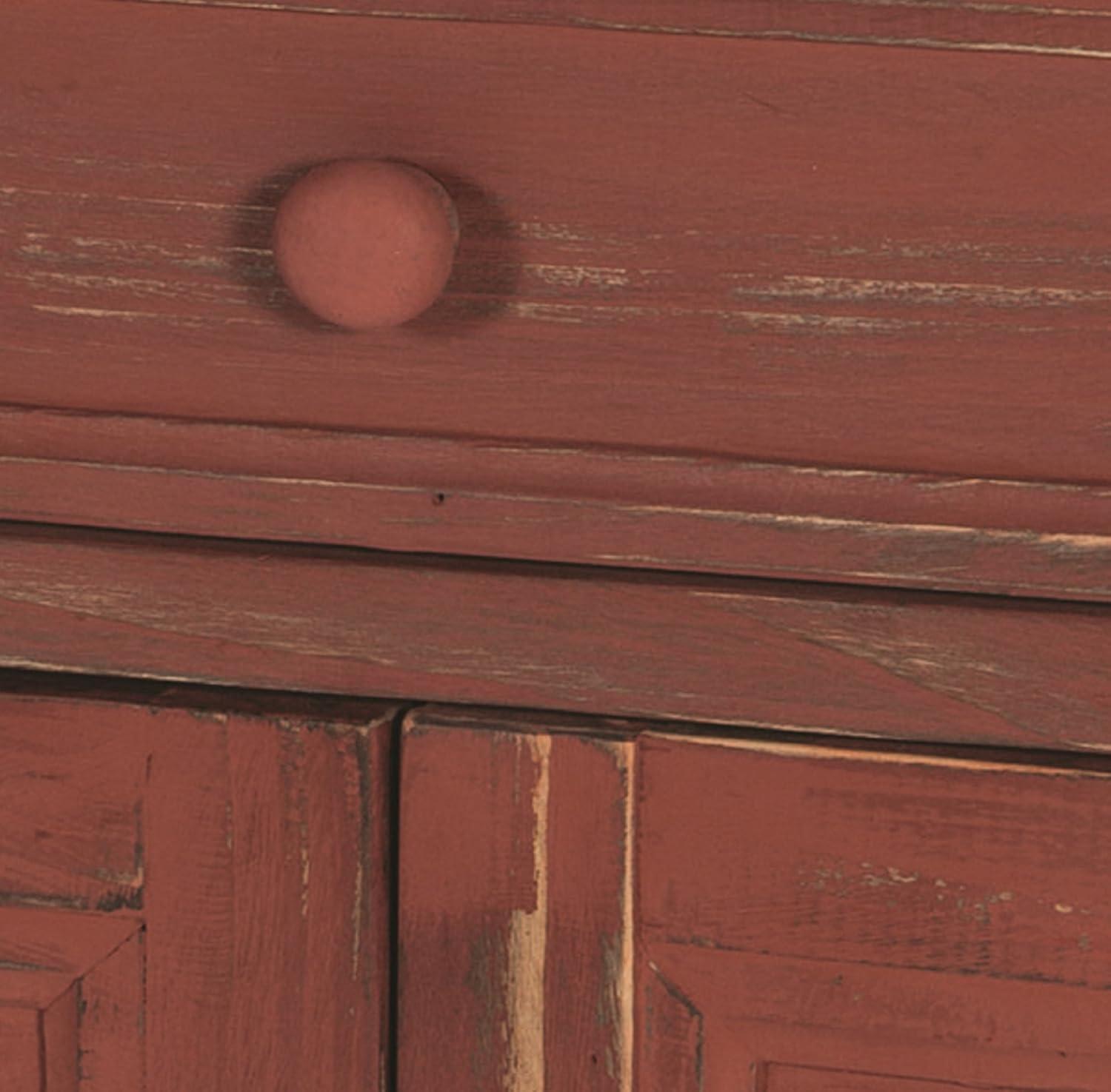 Alaterre Furniture Country Cottage Accent Cabinet, Antique Farmhouse Style Shelf and Square Turned Legs, Pine/Acacia Hardwood for Living Room, Red