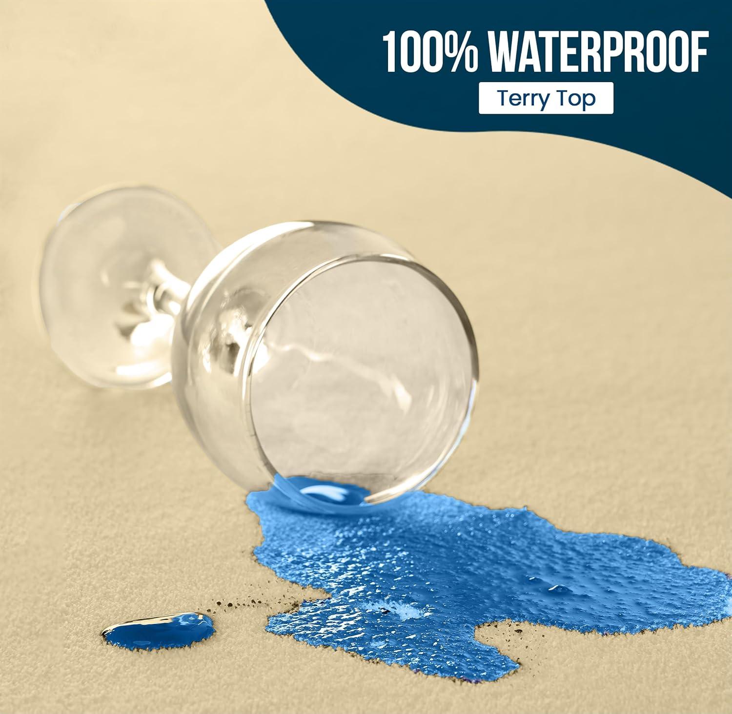 PEKUR Waterproof Mattress Protector – Fitted Sheet Style, Deep Pocket Cover Fits Up to 15 Inches, Washable & Breathable Mattress Topper