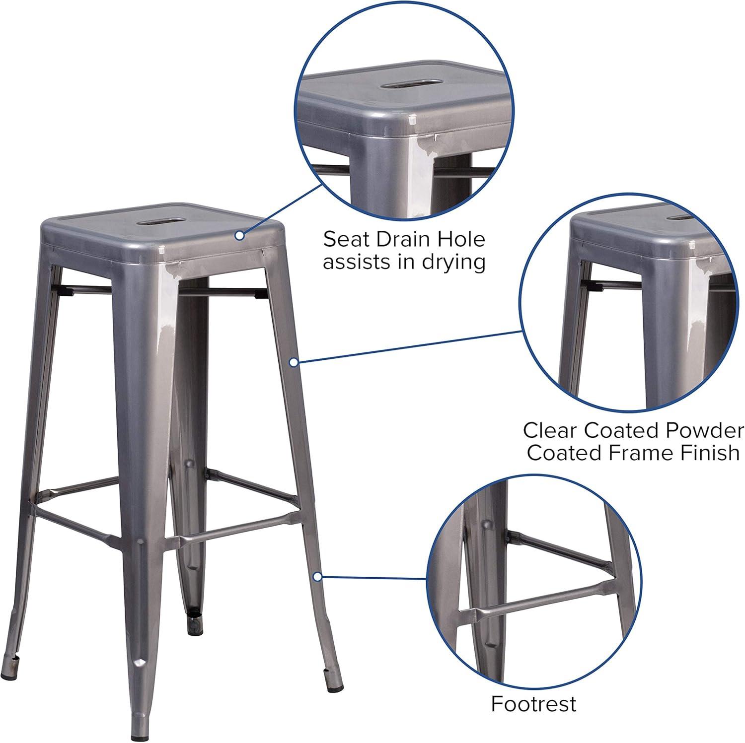 Flash Furniture Lincoln Backless Barstool, Clear Coated