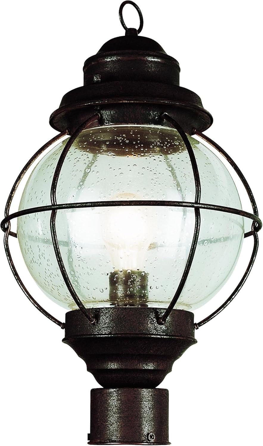 Seaside Charm Rustic Bronze Onion Lantern Post Light with Seeded Glass