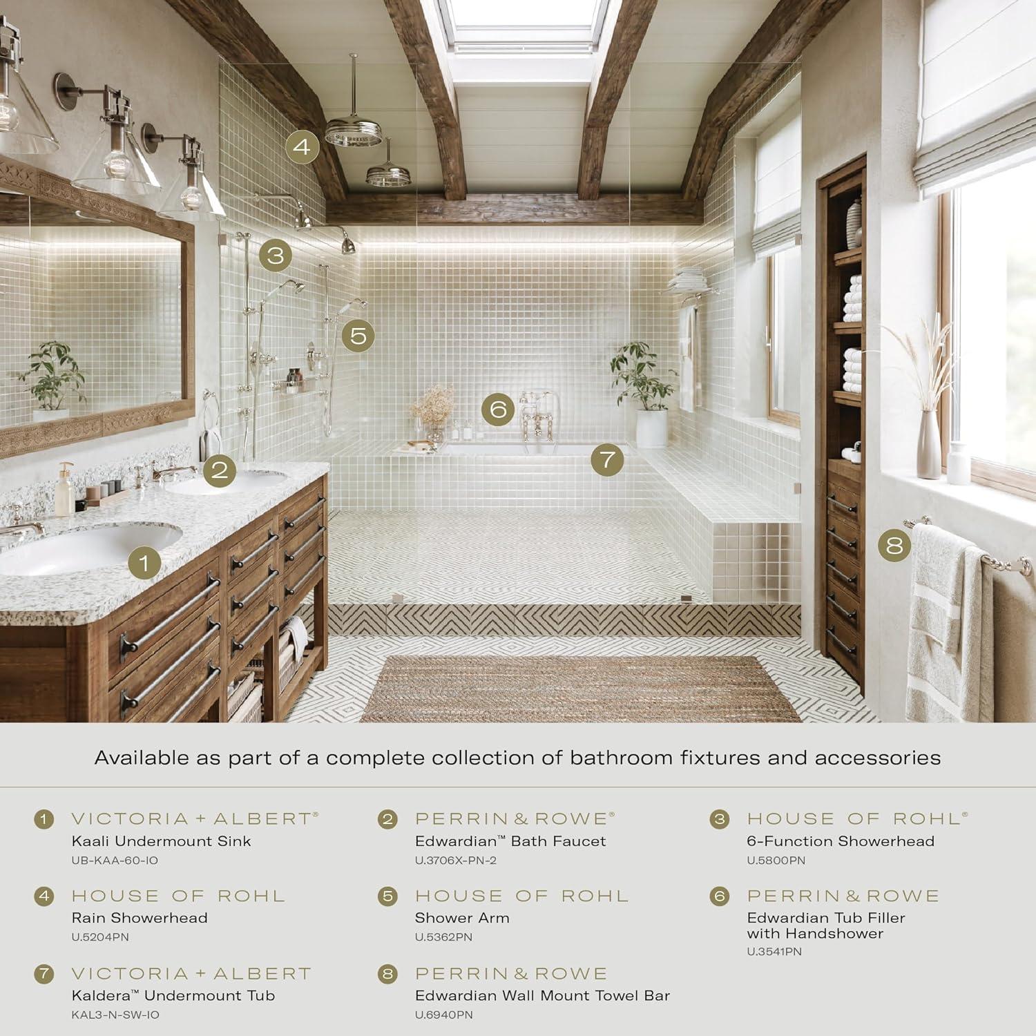 Perrin & Rowe U.3706X-PN-2 Edwardian Widespread Lavatory Faucet With Low Spout