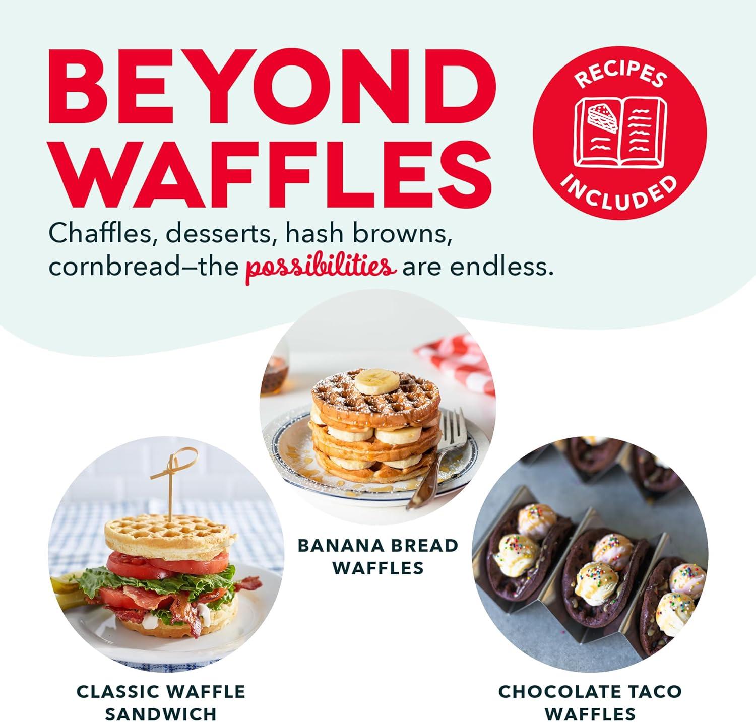 Compact White Non-stick Adjustable Temperature Waffle Maker