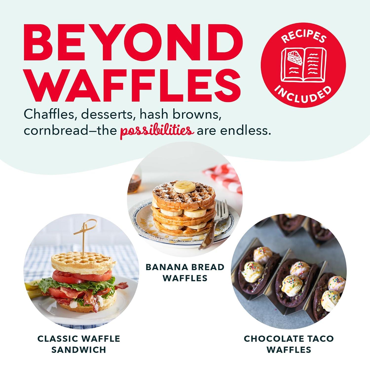 Compact White Non-stick Adjustable Temperature Waffle Maker