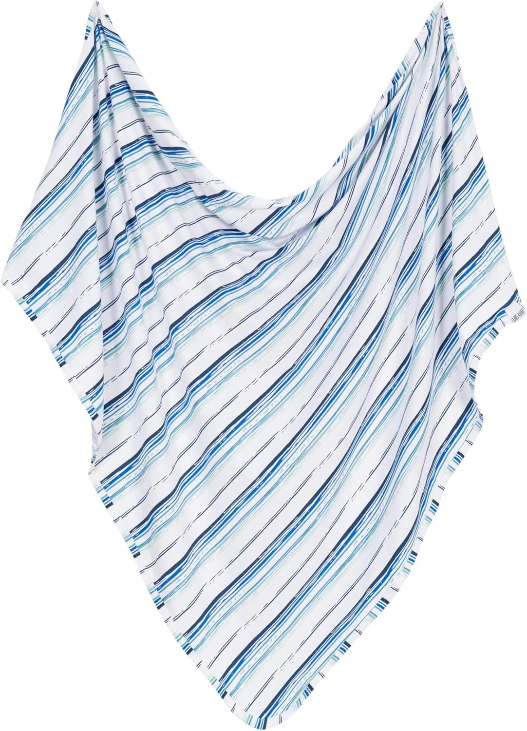 Lars & Lola Swaddle Blanket, Baby Girl or Baby Boy Swaddle, 31.5 x 31.5 inch soft Newborn Swaddle Set for Newborn Girls and Boys, Ocean Stripe