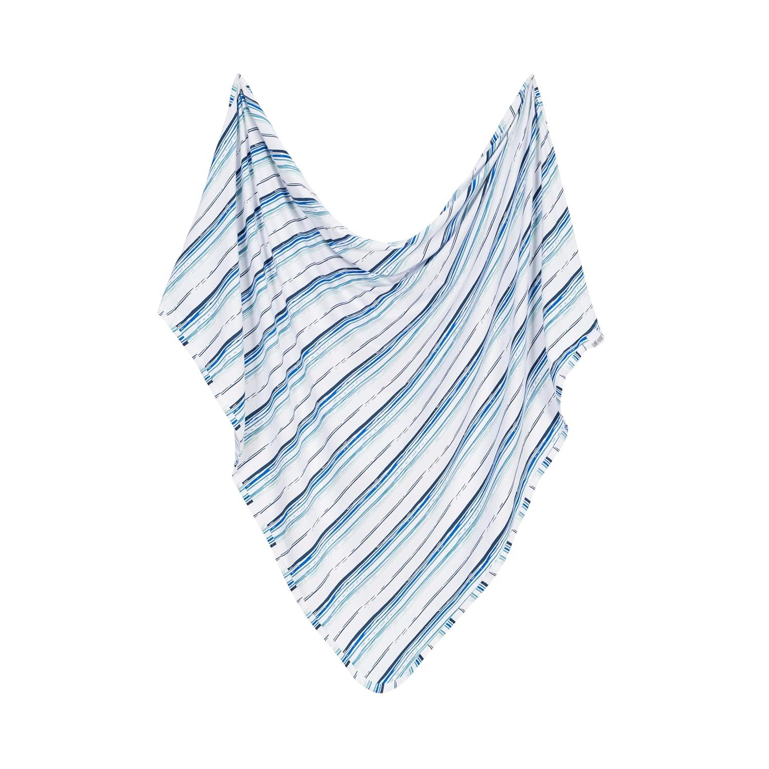 Lars & Lola Swaddle Blanket, Baby Girl or Baby Boy Swaddle, 31.5 x 31.5 inch soft Newborn Swaddle Set for Newborn Girls and Boys, Ocean Stripe