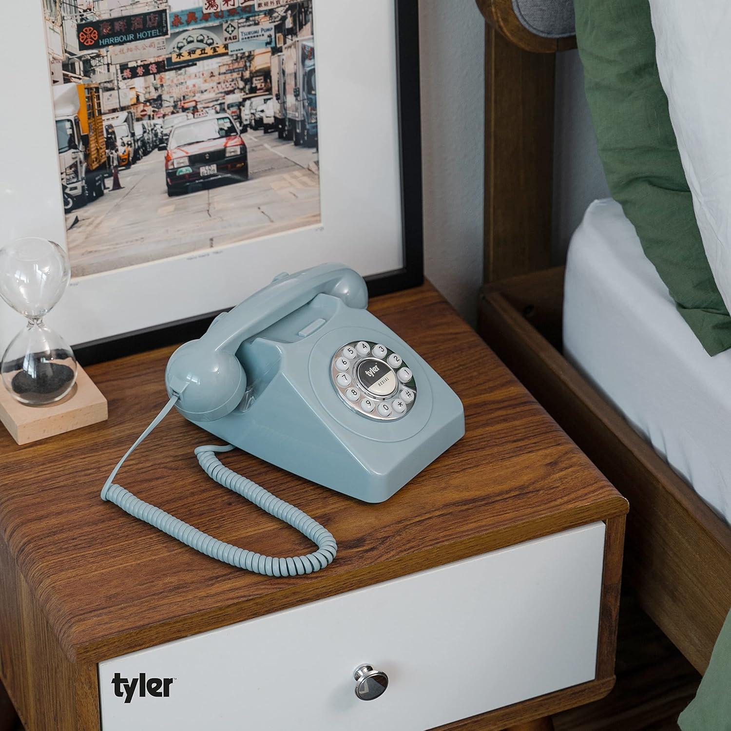 Tyler Retro Blue Rotary Look Corded Landline Phone