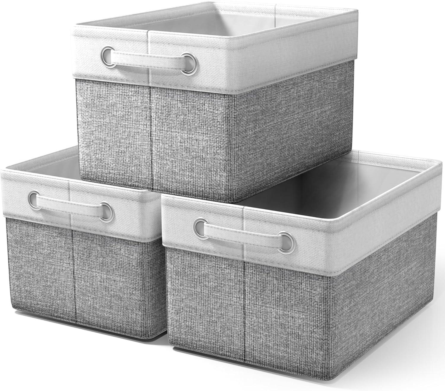 Sorbus Sorbus Fabric Storage Bins for Shelves Set of 3 - 15 Inch Sturdy Collapsible Storage Bins with 2 Handles, Foldable Baskets for Organizing Home, Closets, Shelf, Toys, Clothes, Large Decorative Storage Baskets