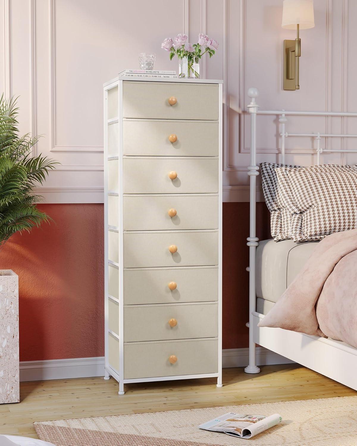 Crestlive Products 7 Drawers dresser for bedroom Chest Furniture Storage Tower Organizer Unit for Bedroom Beige