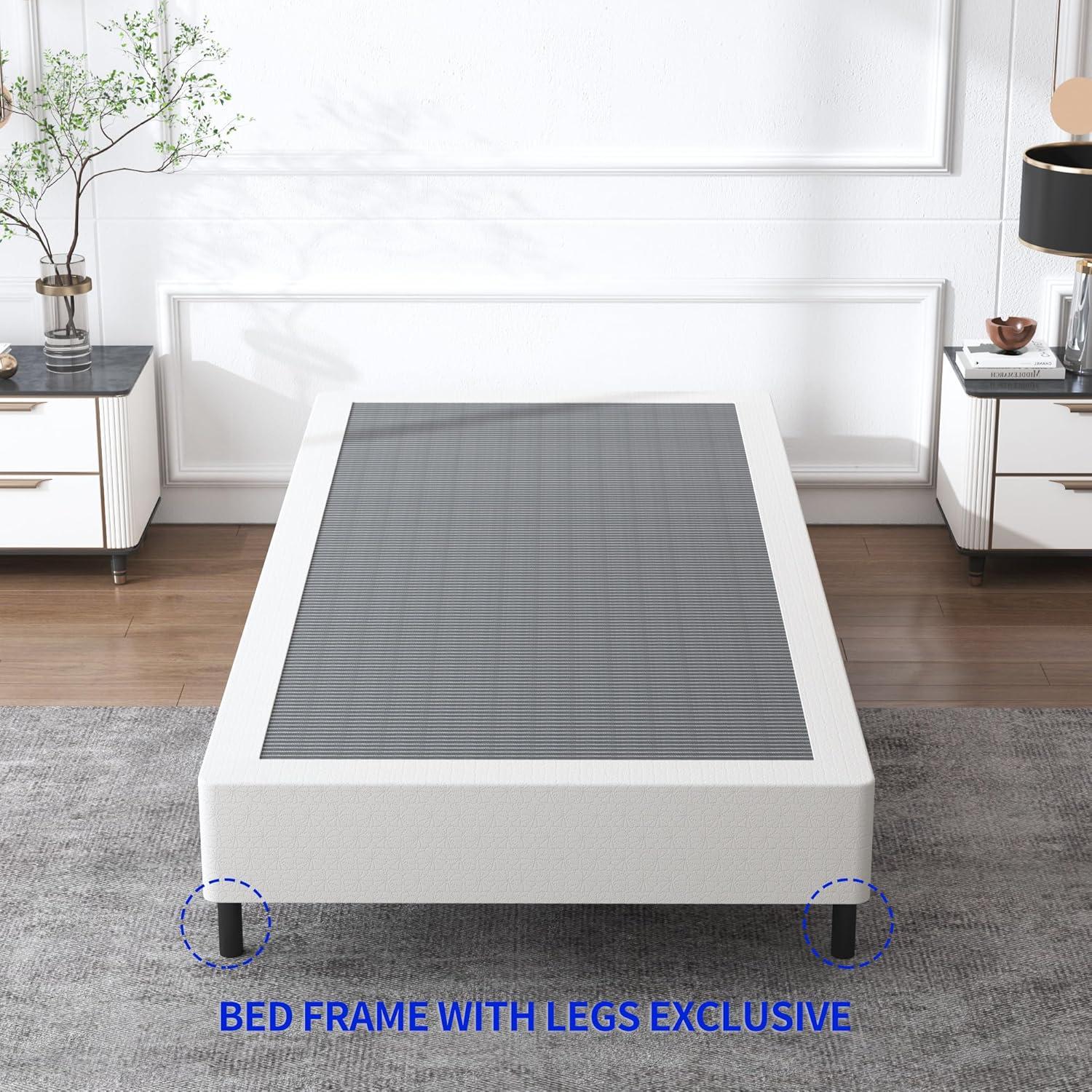 Mahtotopa 9 Inch Twin Box Spring High Profile Metal Frame Mattress Foundation With Fabric Cover