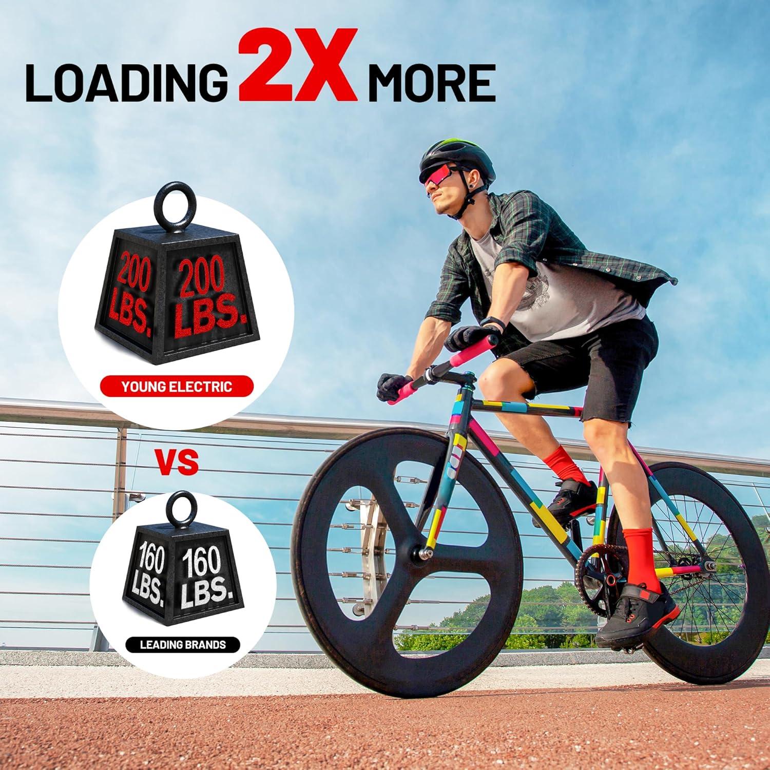 Young Electric Bike Rack 200lb Capacity Alloy Steel Hitch Mount Style for Cars Trucks SUVs RV, fits Bikes with up to 5-inch Fat Tire Carrier Rack, with 2'' Receiver