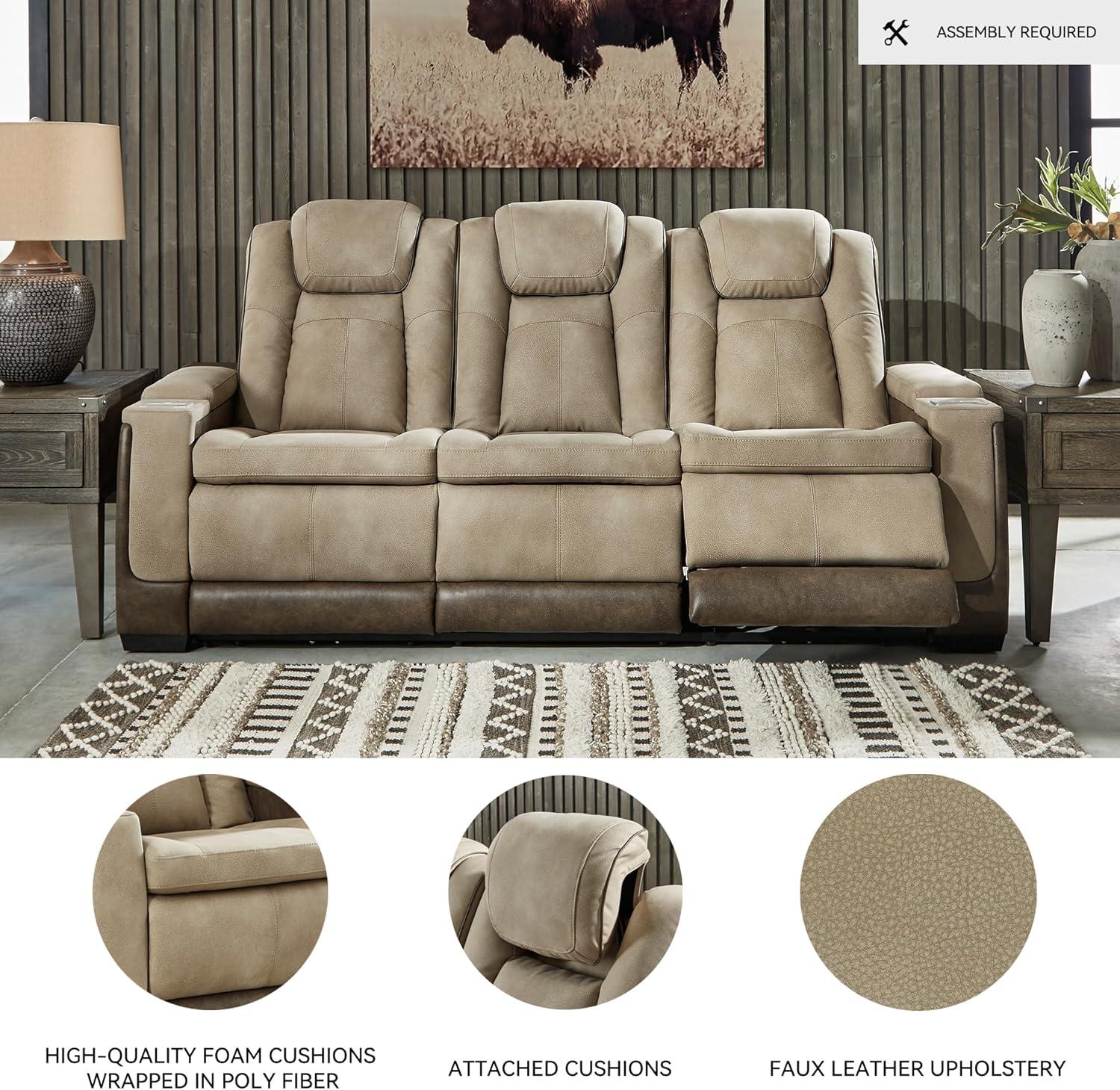 86'' Faux Leather Power Reclining Sofa