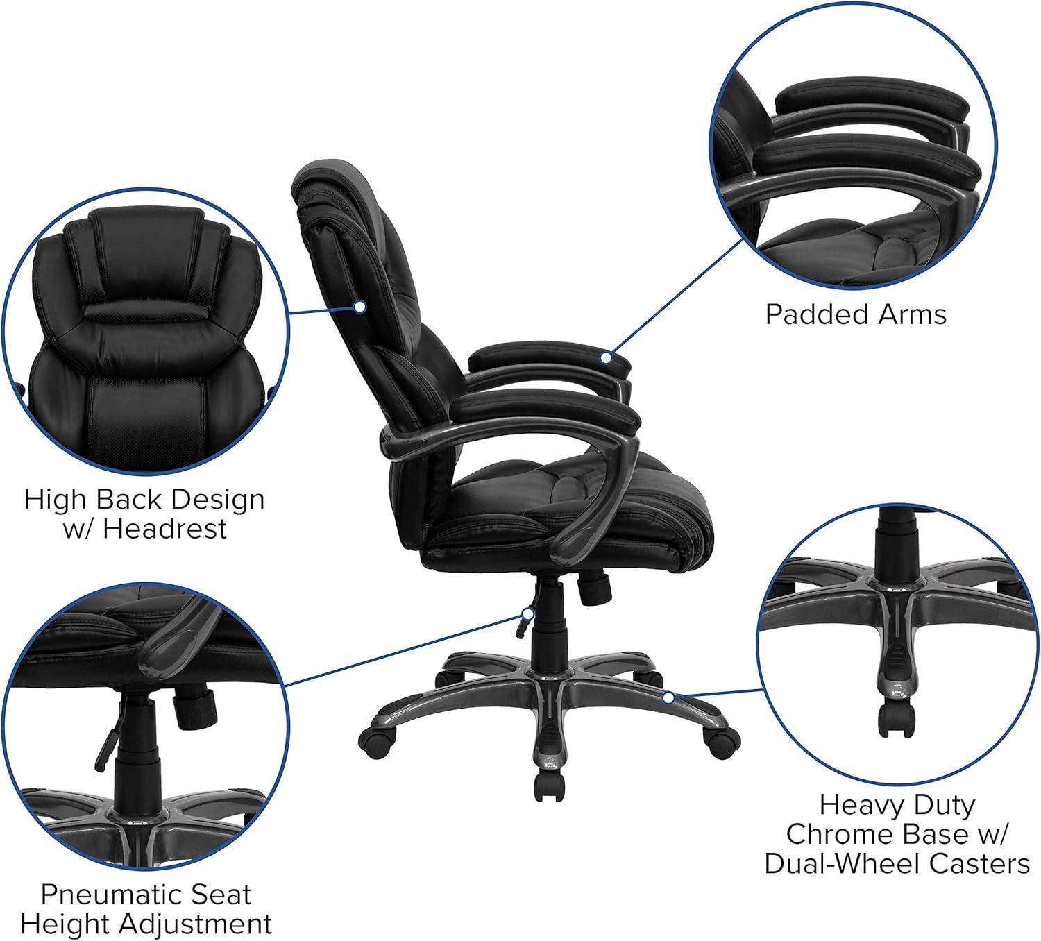 Flash Furniture High Back Black LeatherSoft Executive Swivel Ergonomic Office Chair with Arms