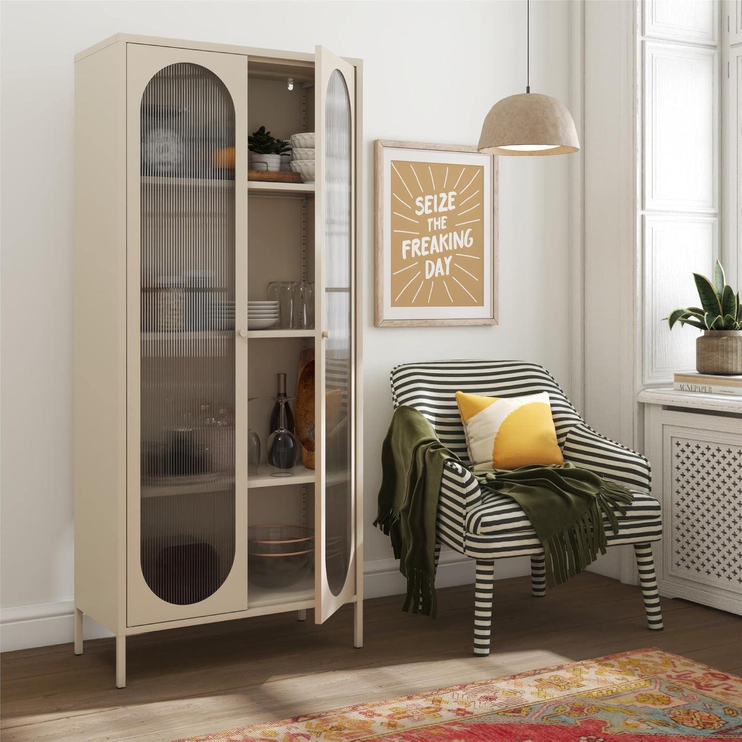 Luna 39.96'' Tall Accent Cabinet with Fluted Glass