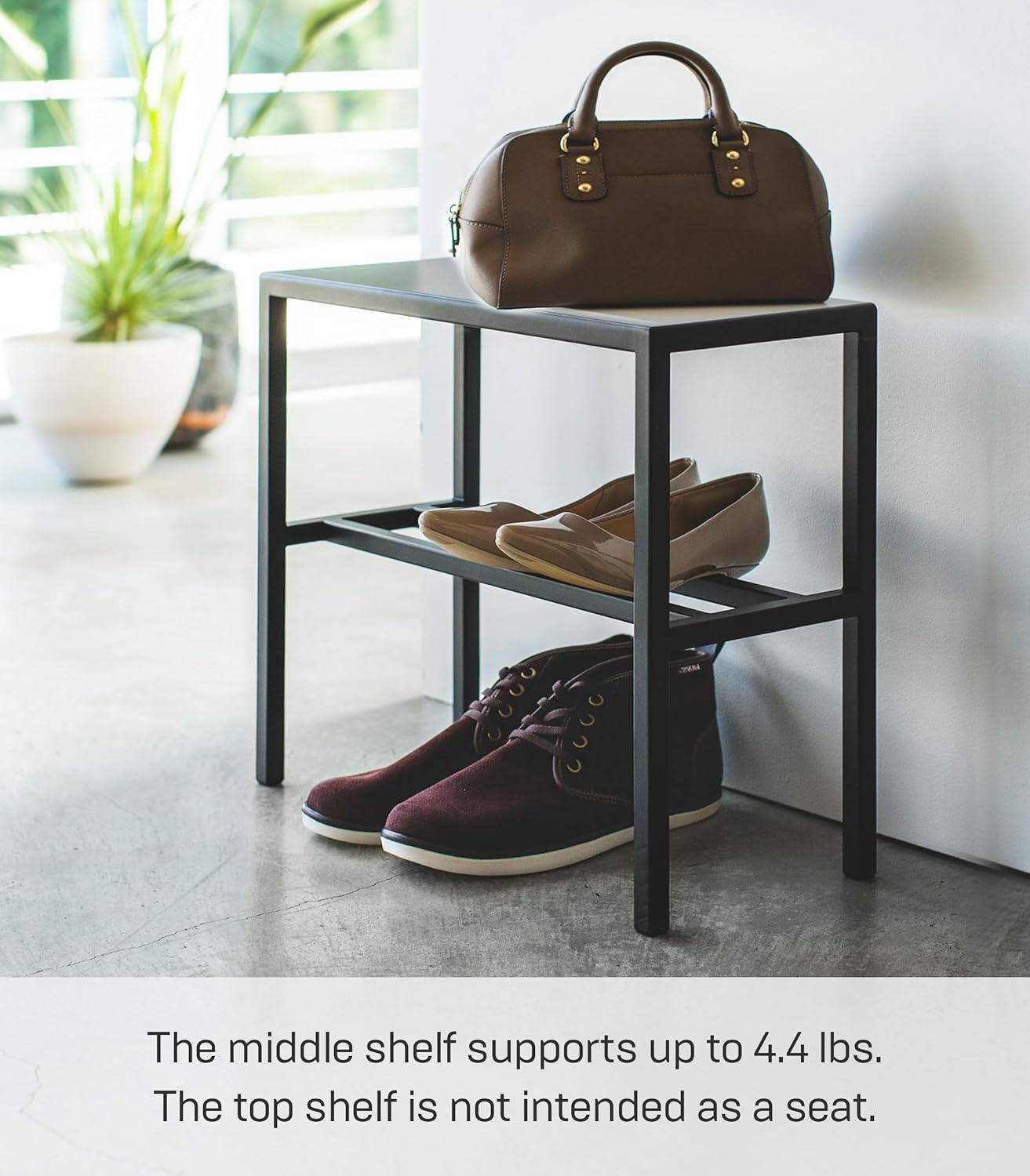 Black Metal 2-Tier Entryway Shoe Organizer