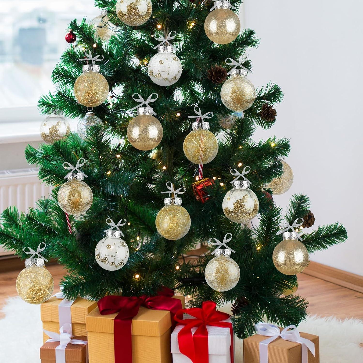 60MM/2.36" Christmas Ball Ornaments, 30PCS Shatterproof Decorative Hanging Ball Ornament with Stuffed Delicate Decorations, Xmas Tree Balls for Halloween Holiday Party Thankgivings (Silver)