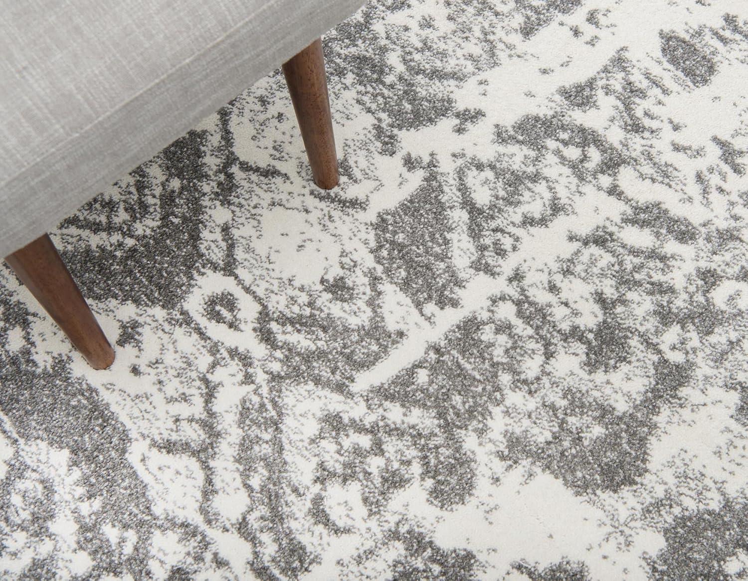 Unique Loom Rosso Collection Area Rug - Piazza (5' 1" x 8' Rectangle Light Gray/Ivory)