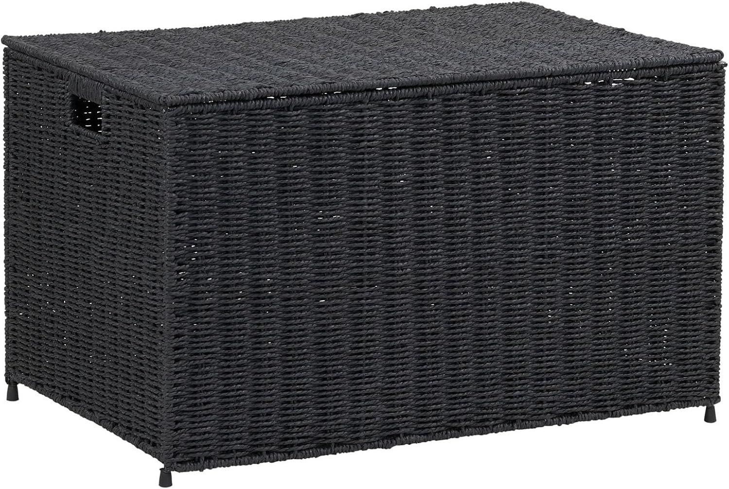 HOUSEHOLD ESSENTIALS Decorative Wicker Paper Rope Storage Chest