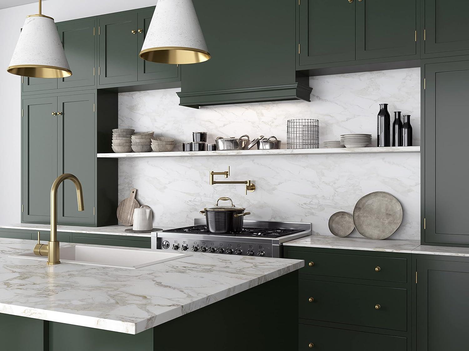 Braccia Series 24" Wall Mounted Pot Filler in Rose Gold | 24” Reach Spout Solid Brass Two Handle Dual Shut-Off Valve Double Joint Swing Arm Wall Mount Single Hole Kitchen Folding Faucet | KF-AZ258RG