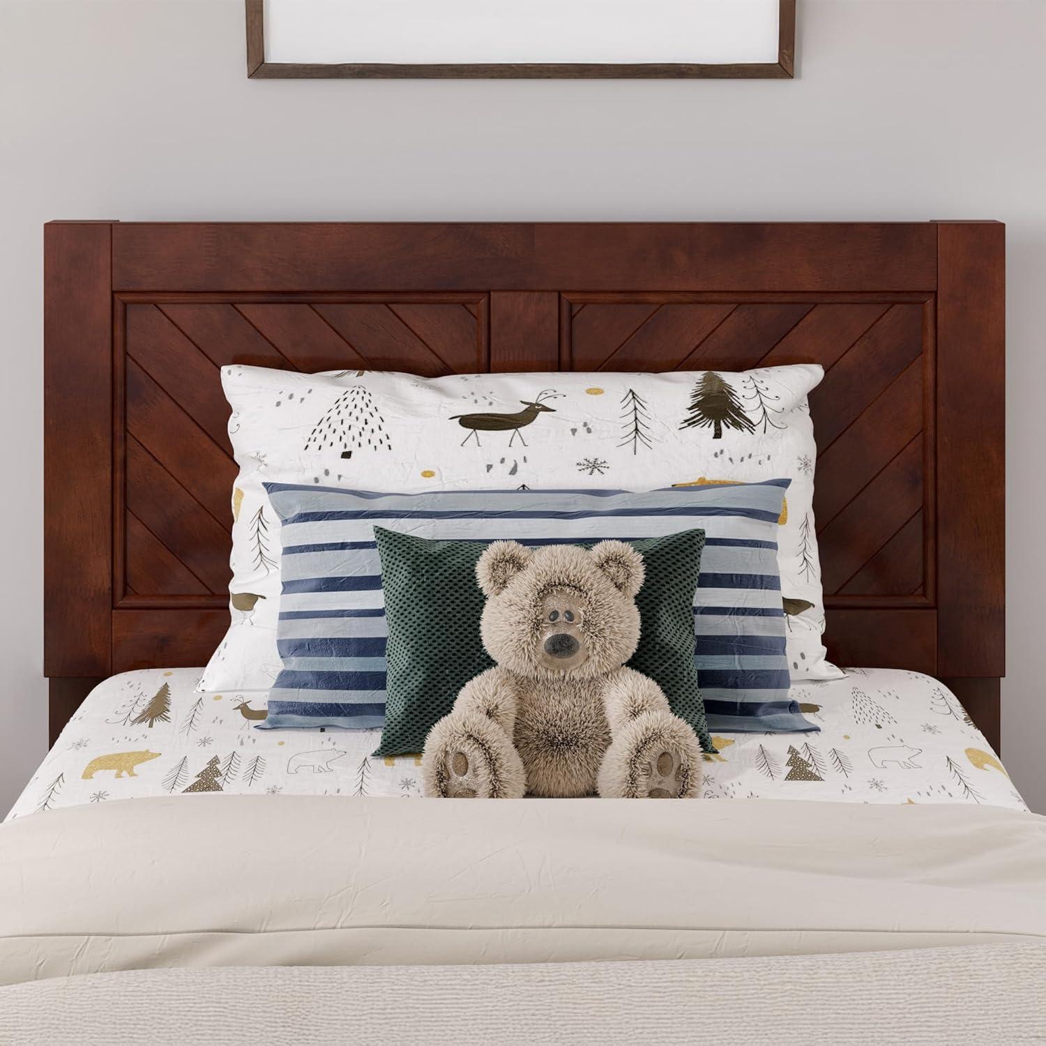 AFI Canyon Walnut Solid Wood Foundation Bed Frame with Matching Footboard, Queen