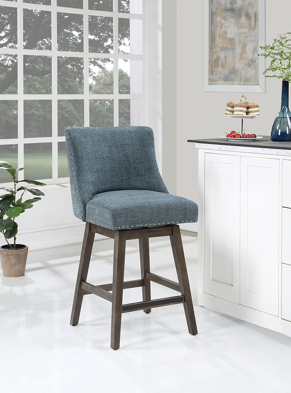 Granville Swivel Upholstered Counter Stool with Solid Wood Frame