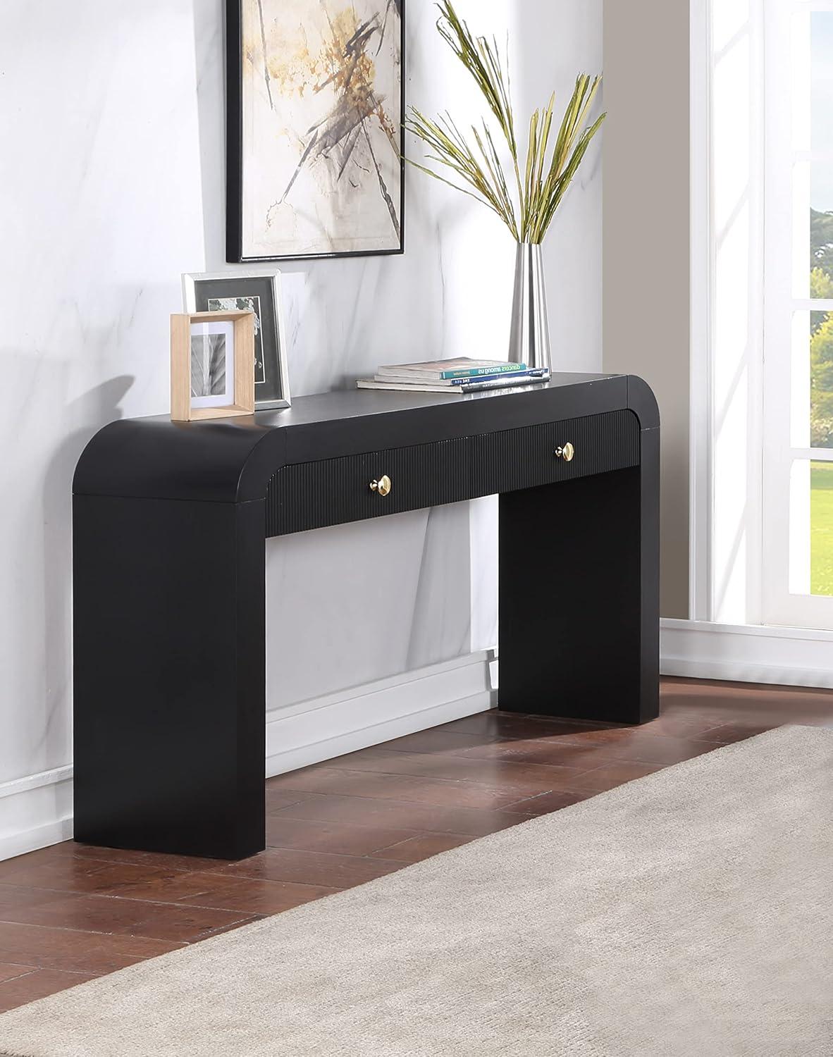 Artisto 54'' Black and White Wood Veneer Console Table with Storage