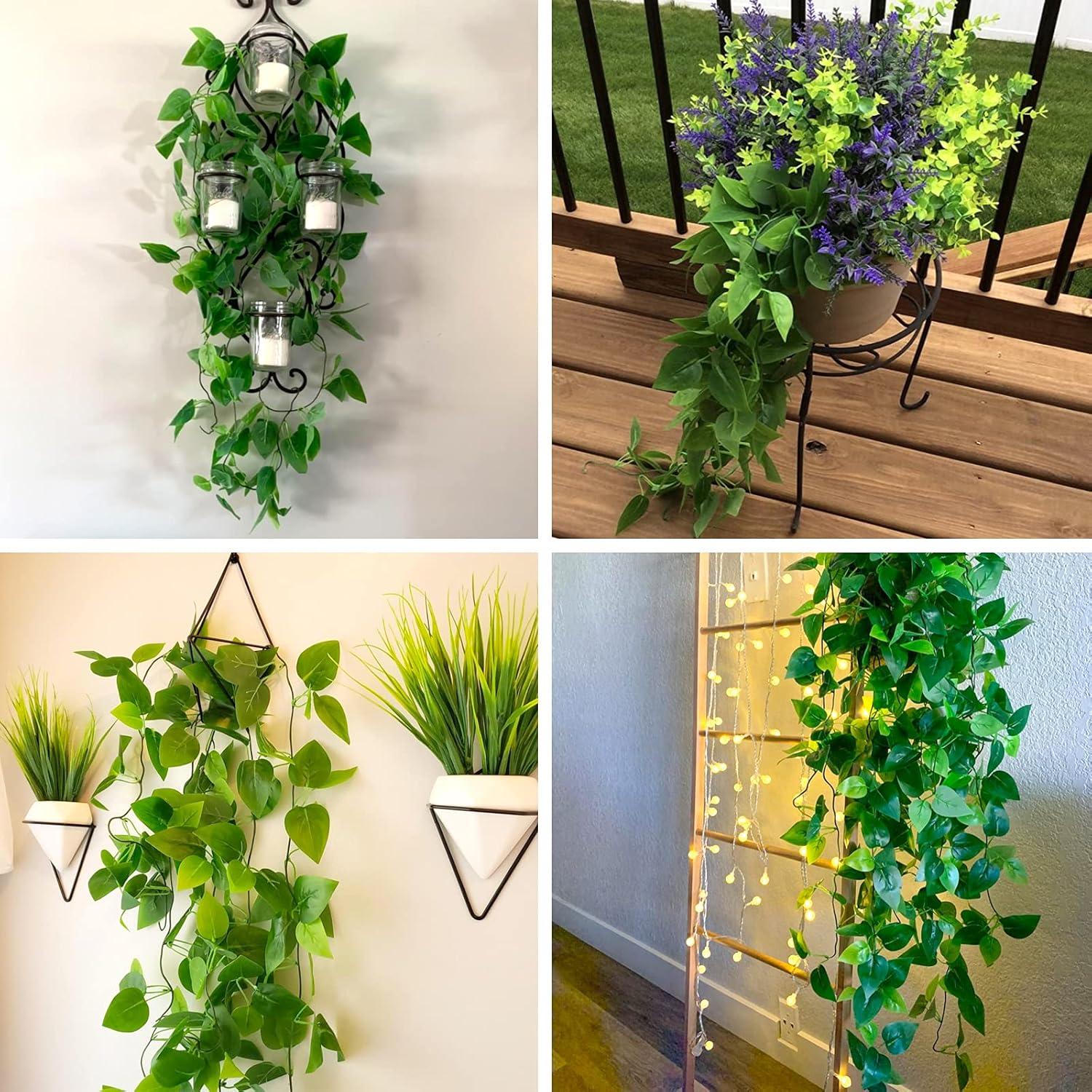 2pcs Artificial Hanging Plants 3.6ft Fake Ivy Vine Fake Ivy Leaves for Wedding Wall House Room Patio Indoor Outdoor Home Shelf Office Decor (No Baskets) A