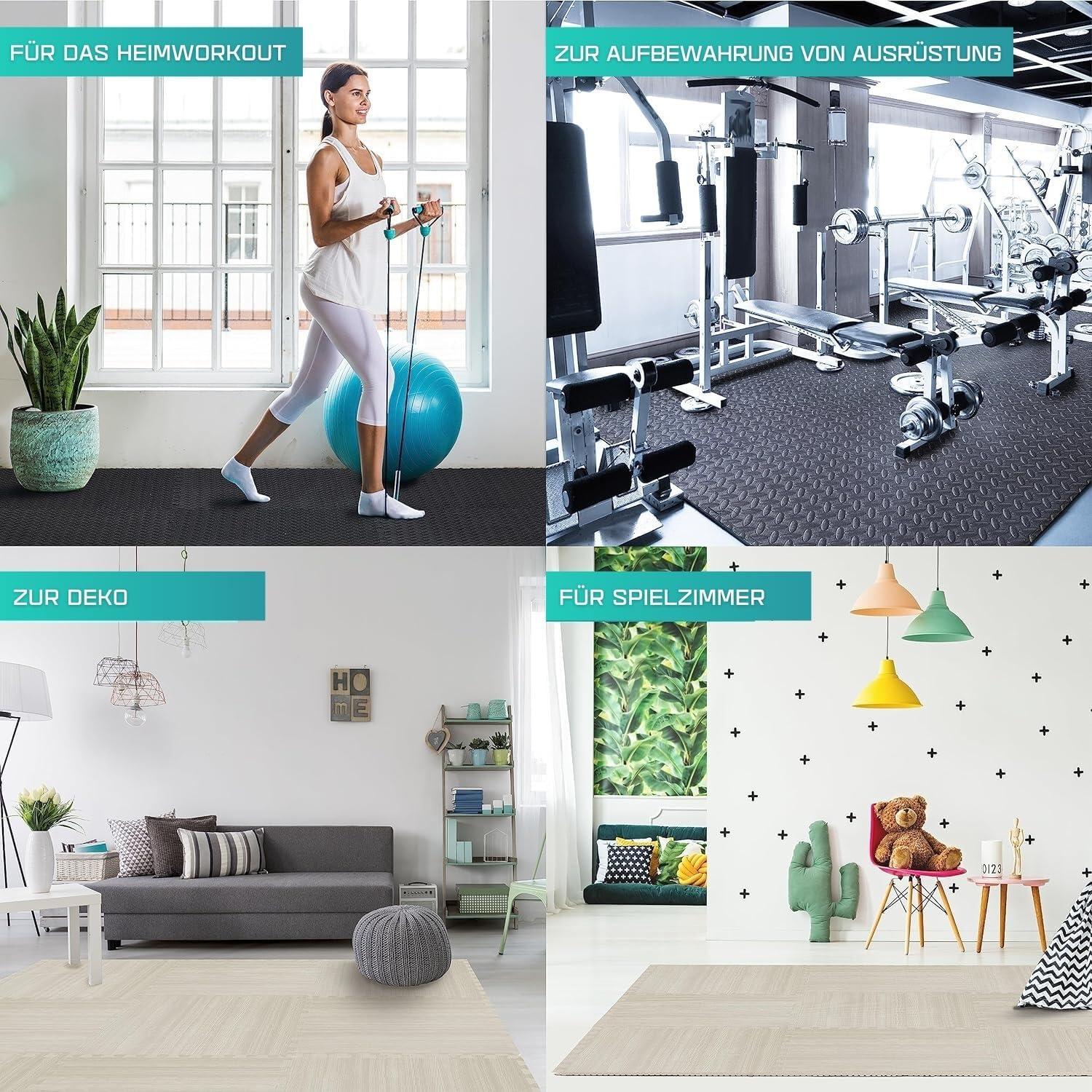 Bme Premium 24'' L x 24'' W x 0.45'' EVA Interlocking Foam Floor Tiles, Non-Slip Gym Mats for Muti-use