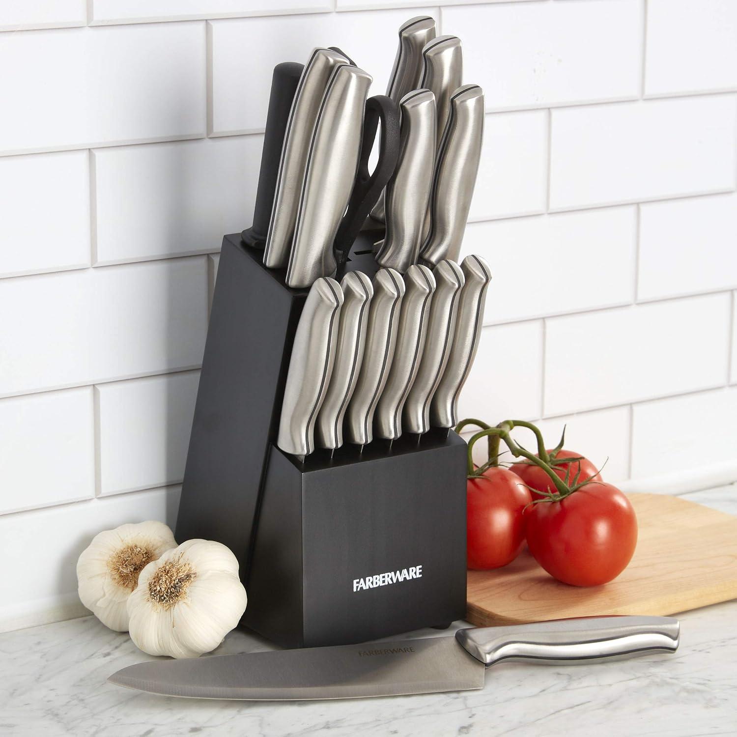 15-Piece High Carbon Stainless Steel Knife Block Set