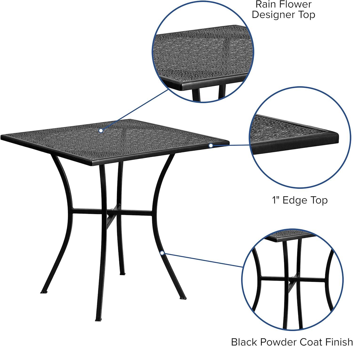 Oia Black Steel Square Patio Dining Table