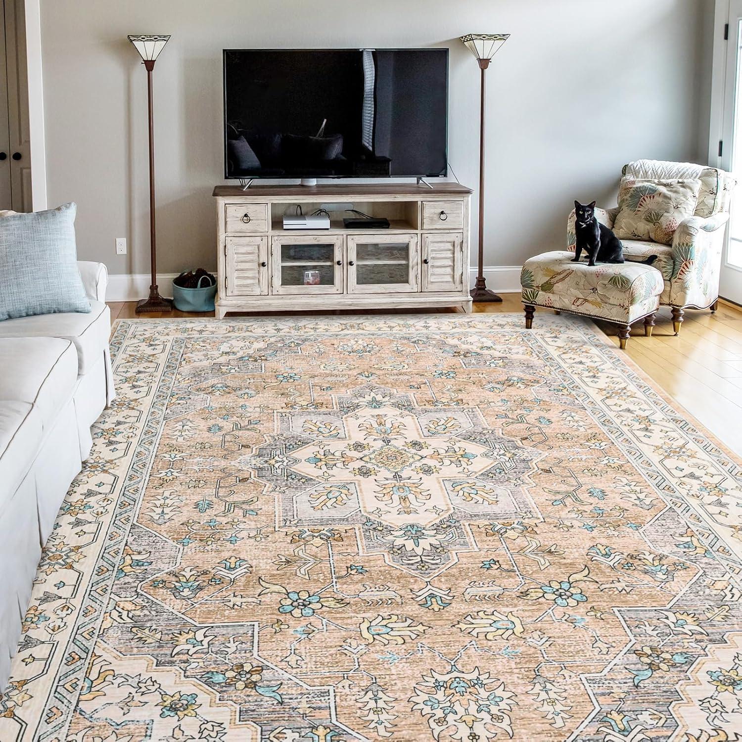 Nuloom Zara Medallion 4x6 Indoor Area Rug for Living Room Bedroom Dining Room Kitchen, Rust/Blue