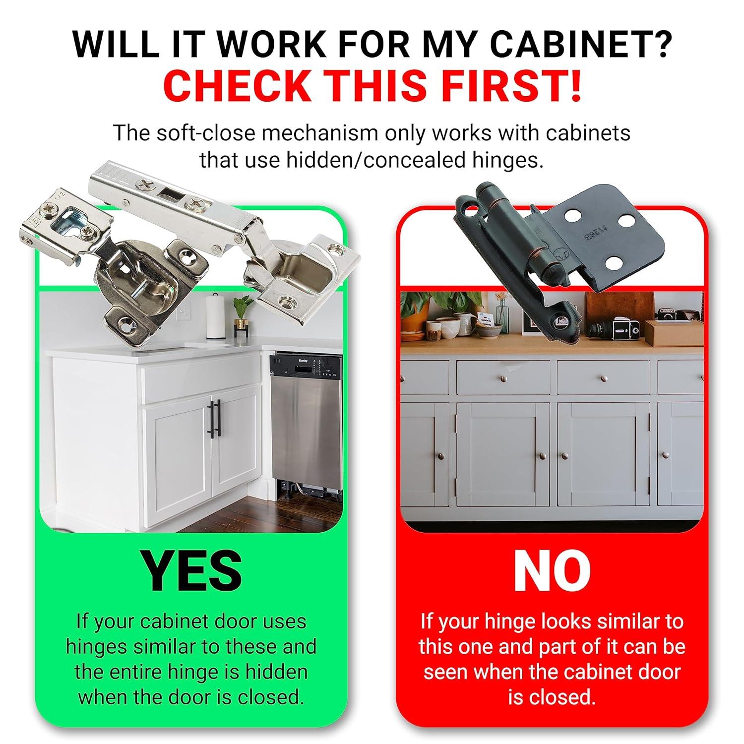 25 Pack ZRQarq Hardware Soft Close Damper for Cabinet Doors/Compact/SoftClose Cabinet Adapter/Hardware/Hinge Polished Finish, SCD103