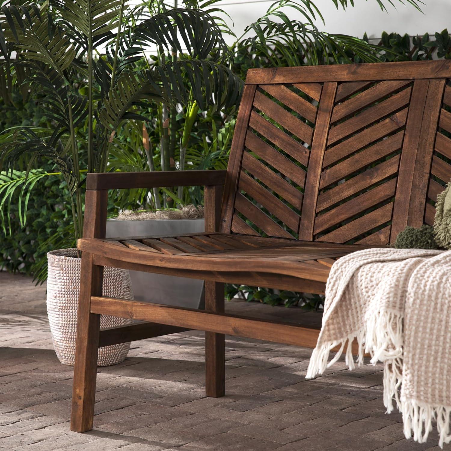 WE Furniture 48" Chevron Inspired Design Patio Wood Love Seat