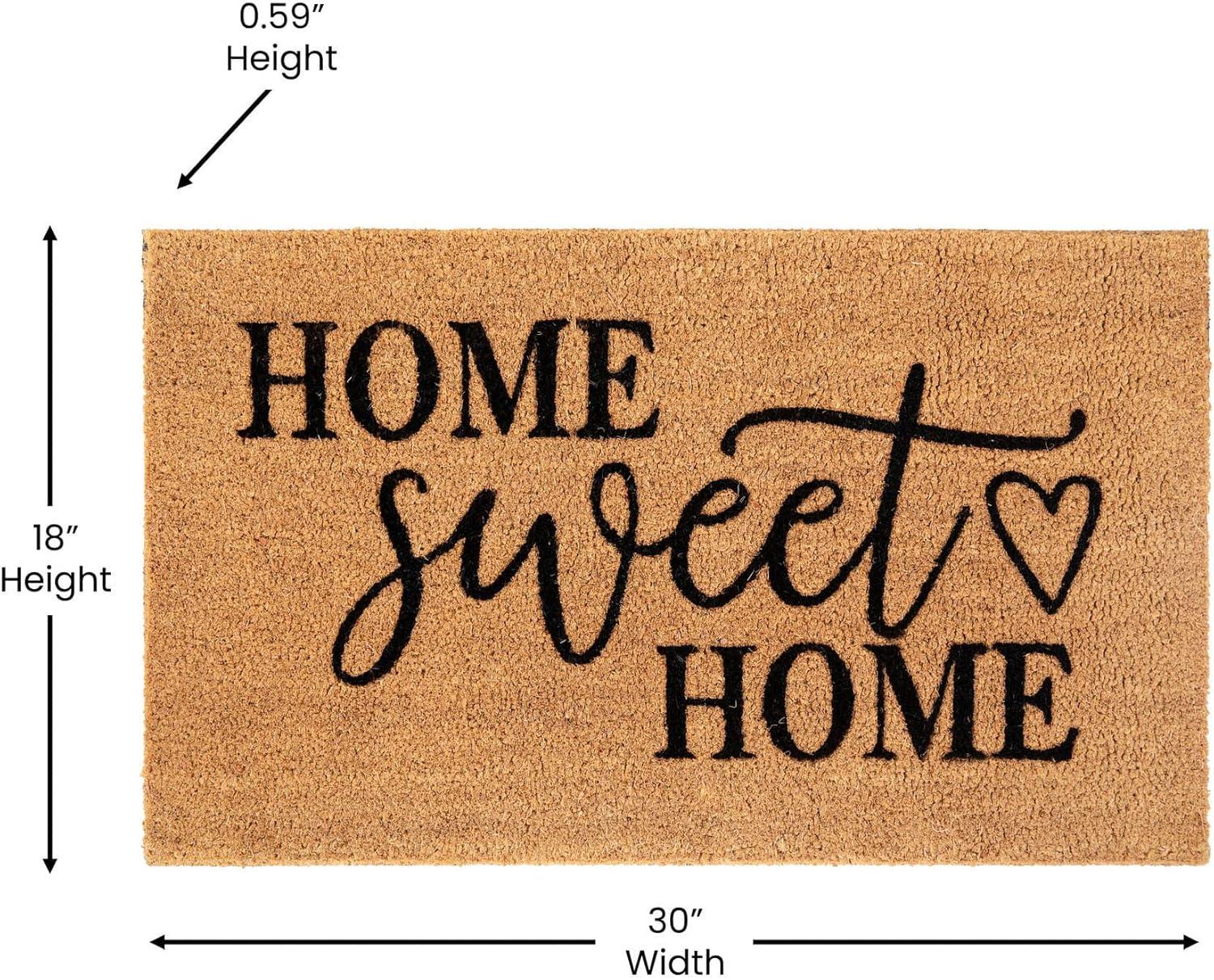 Flash Furniture Harbold 18" x 30" Indoor/Outdoor Coir Doormat with Home Sweet Home Message and Non-Slip Backing