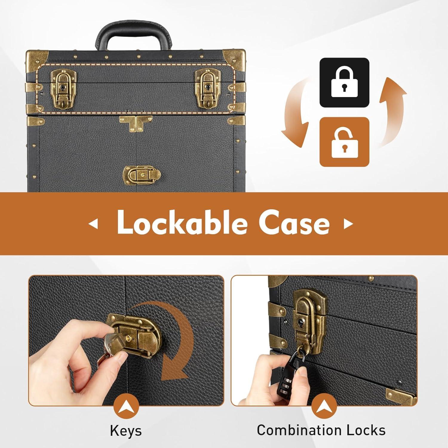 YaoTown Lockable Hairdressing Organizer Tool Box with Hair Dryer Holder