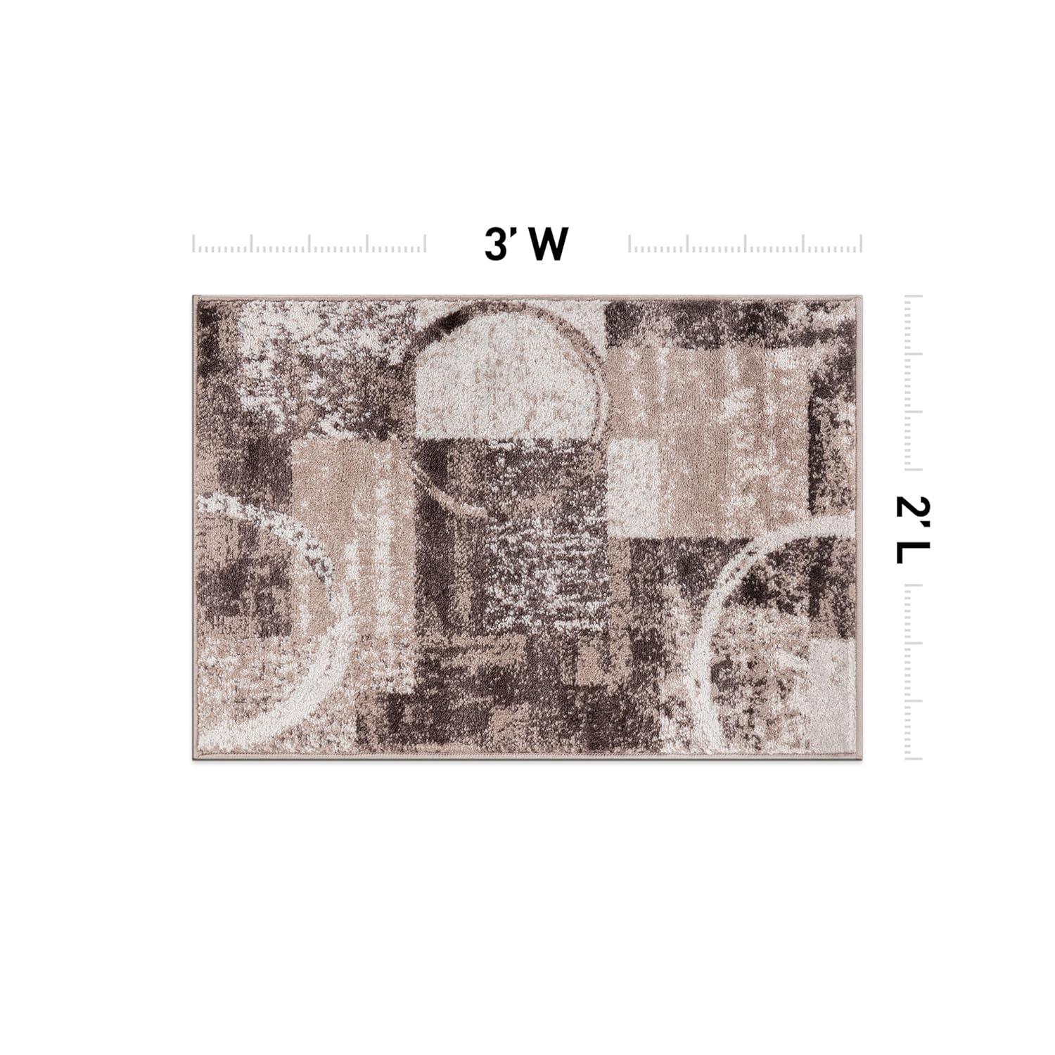 World Rug Gallery Abstract Circle Yellow 2'x3' Area Rug